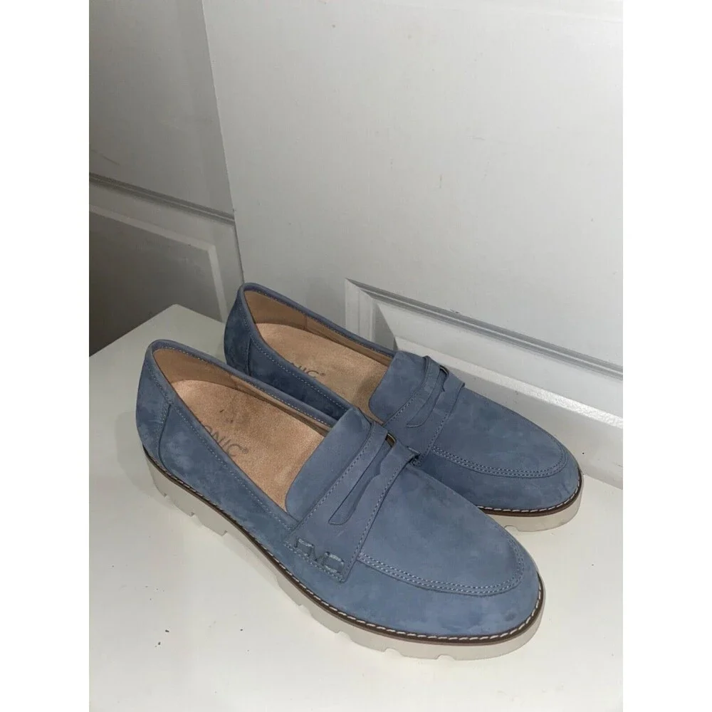 Vionic Light Blue Suede Penny Loafers - Picture 4 of 12